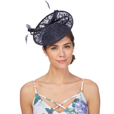 Navy floral lace fascinator